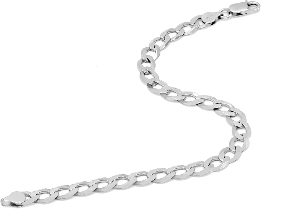 Aka Gioielli® vyriška apyrankė iš tikro 925 sidabro, padengta rodžiu - 7.2 mm plokščia grandinėlė - ilgis: 19 20 22 cm