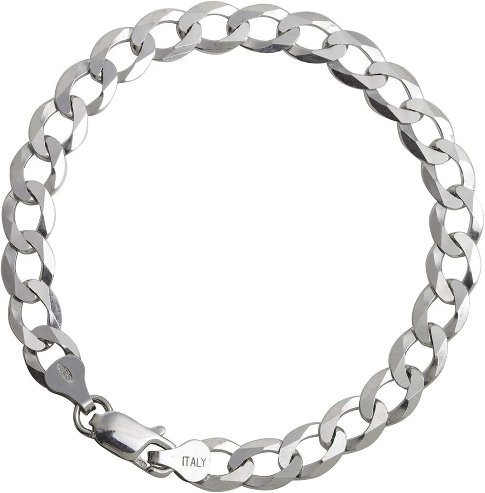 Aka Gioielli® vyriška apyrankė iš tikro 925 sidabro, padengta rodžiu - 7.2 mm plokščia grandinėlė - ilgis: 19 20 22 cm
