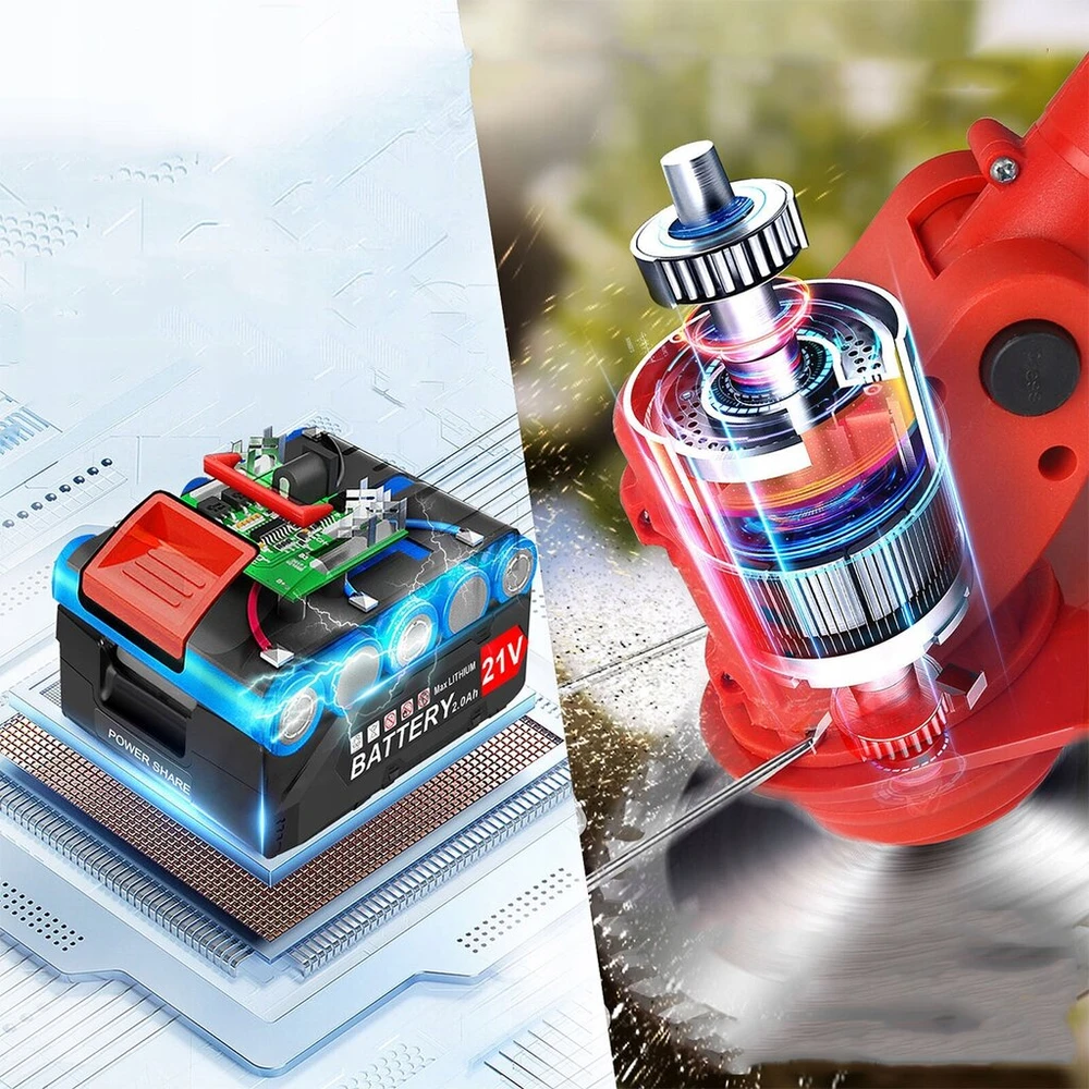 Akumuliatorinis trimeris 800 W 24 V, su 2 akumuliatoriais