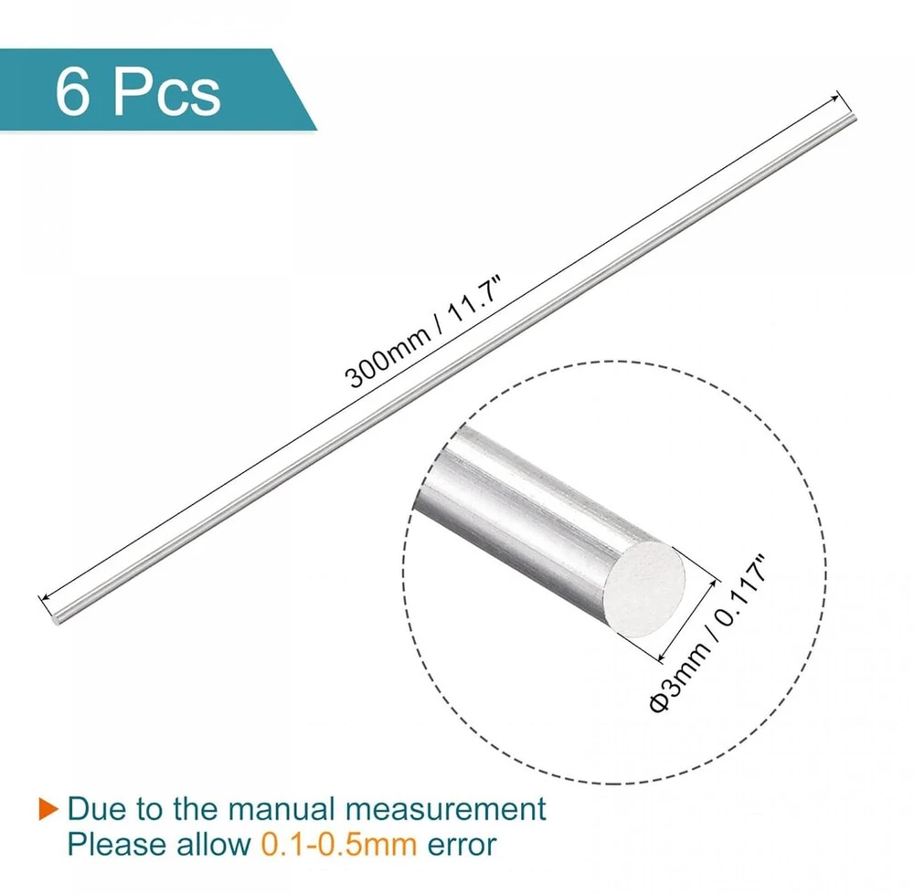 Aliuminio strypai 3mm x 300mm, 6 vnt.