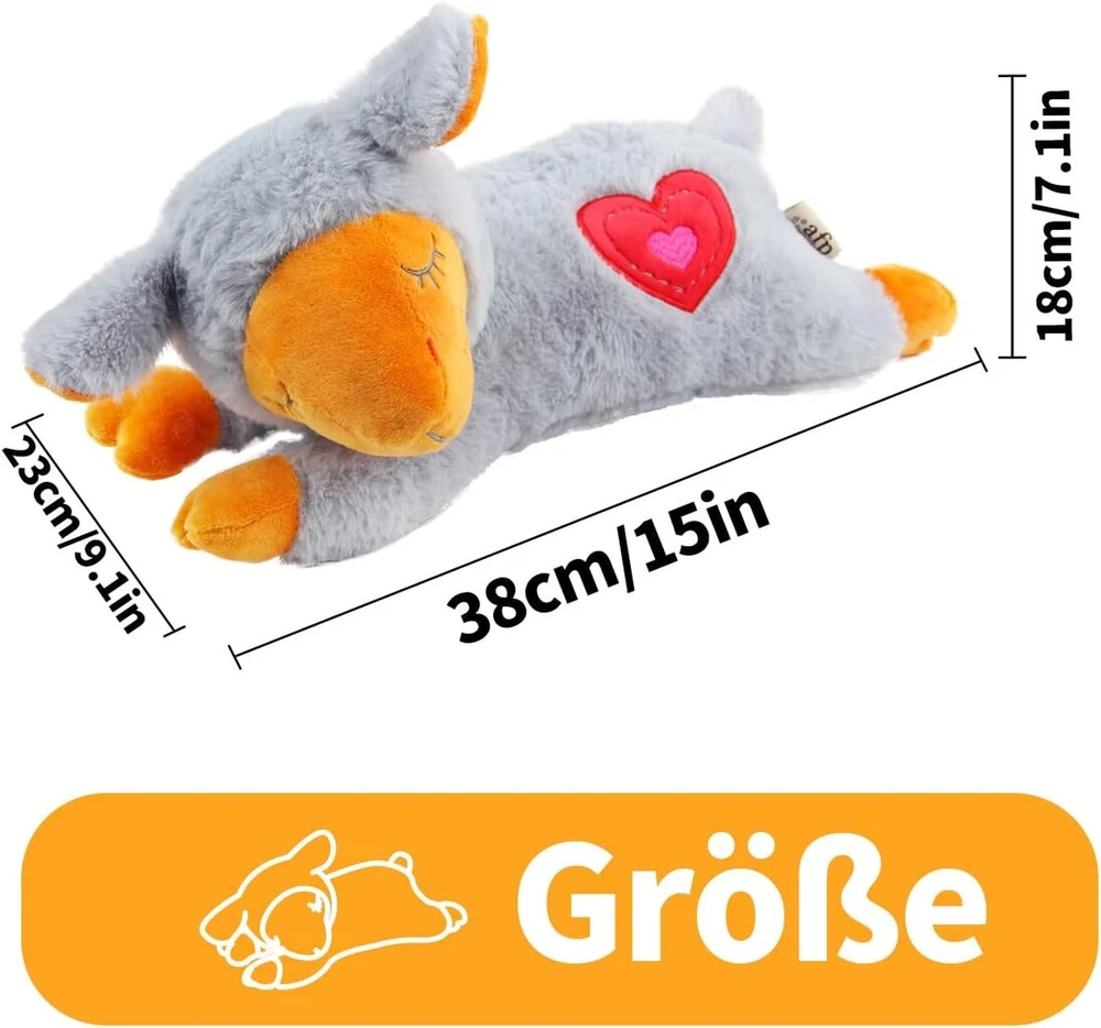 All for paws small buddy heartbeat sheep, šuniuko žaislas su širdies plakimu, šunų dresūros žaislas nerimui dėl atsiskyrimo mažinti, elgesio pagalba, avis, pilka