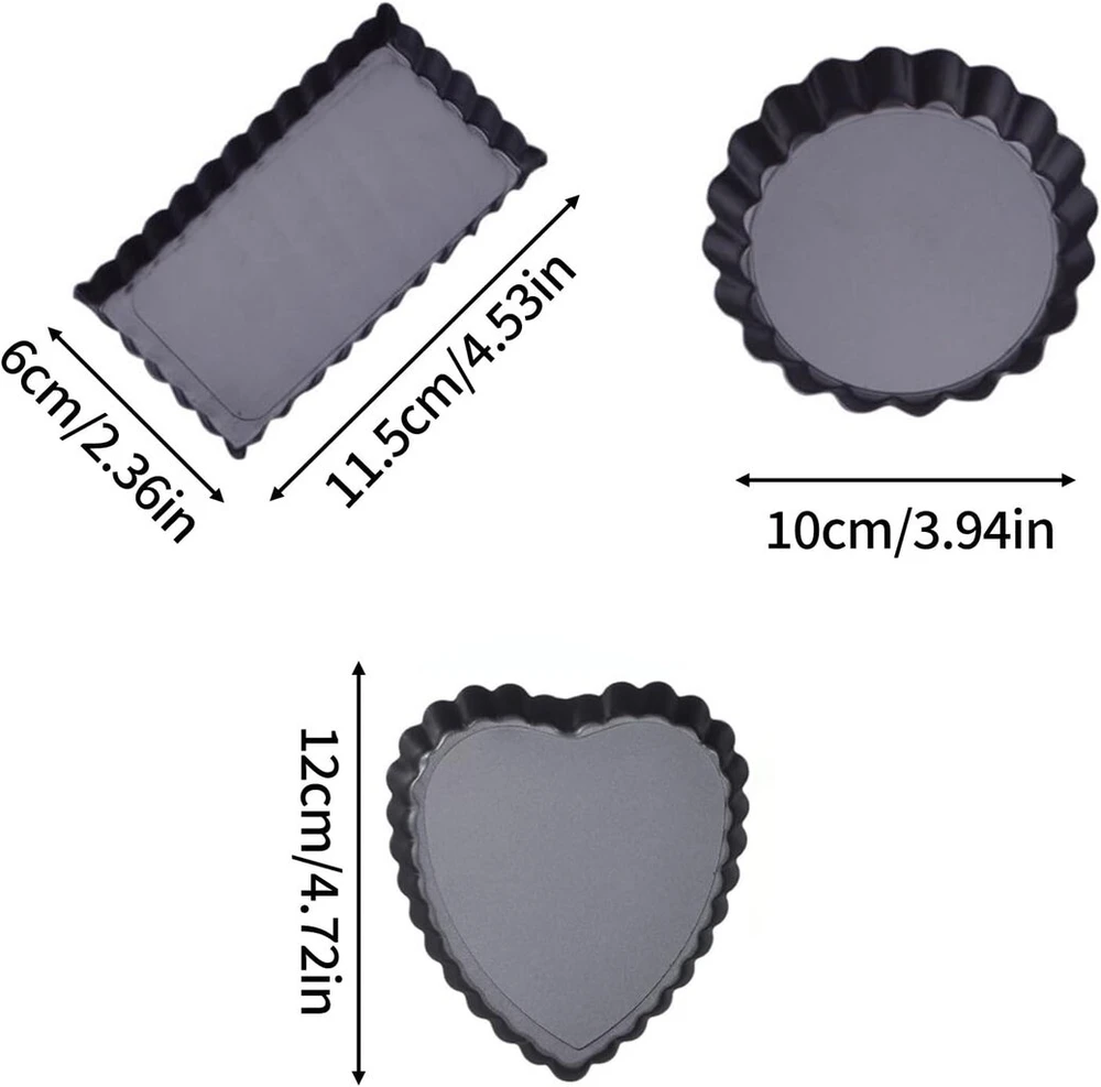 Alleshelfer 11 vnt. tartelette formelių rinkinys, tortų formelės, mažos tortų pagrindo kepimo formelės su iškeliamu pagrindu, tartų formelė kišo formelei, įvairių formų, pyrago formelė, mini kepimo formelė, sufle formelės