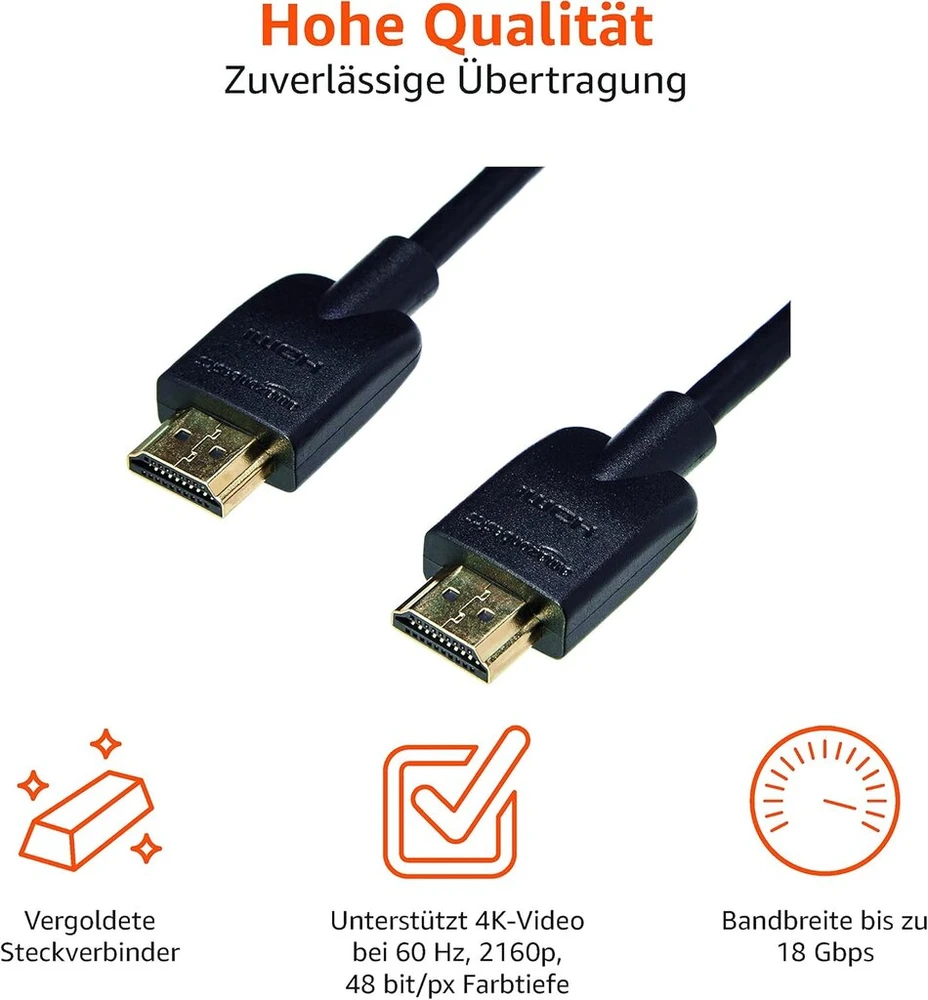 Amazon Basics lankstus Hdmi kabelis, 0,3 m, juodas