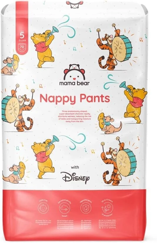 Amazon Brand - Mama Bear Disney Size 5 (12-17 kg) baltos sauskelnės (70 vnt. pakuotė)