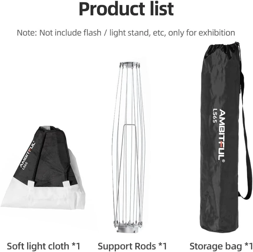 Ambitful Ls65 lantern softbox 65 cm minkštas apšvietimo modifikatorius bowens mount softbox, skirtas vaizdo įrašams, nuolatinei šviesai, tiesioginei vaizdo šviesai
