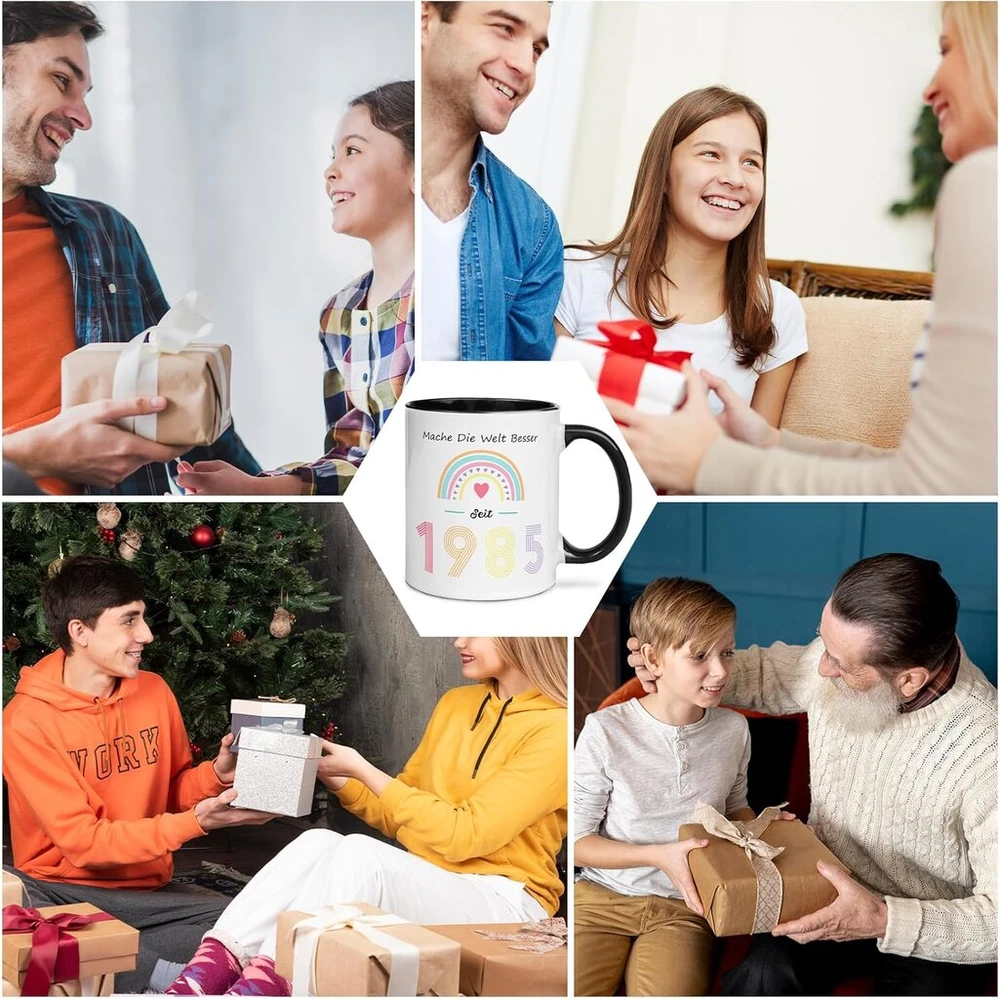 Ambition Dovana 40-ojo gimtadienio proga puodelis moterims, gimtadienio dovana moterims, mamai, draugei 40, personalizuotas kavos puodelis su užrašu Mache Die Welt Besser seit 1985