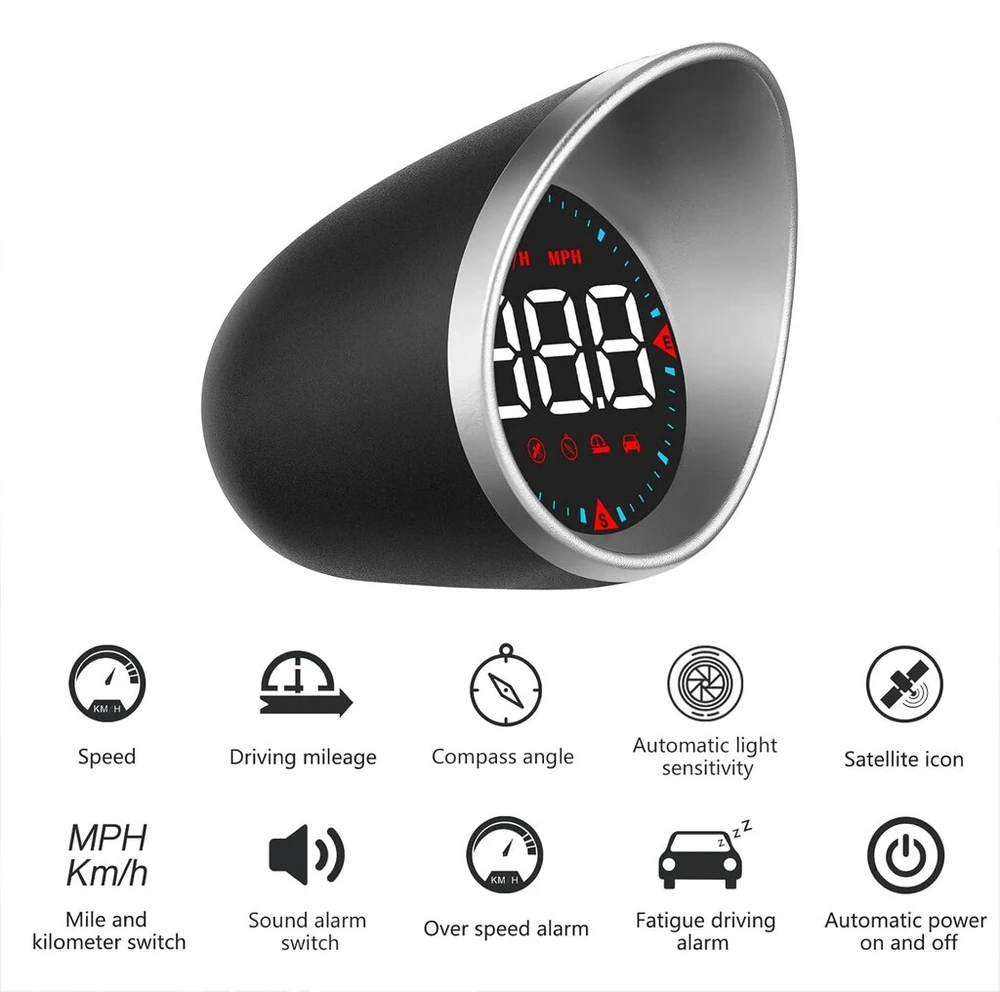 Amhvmu G5 automobilinis head-up ekranas, Gps spidometras, Gps Hud, greičio rodymas, kompasas, įspėjimas apie greitį, km/h, mph, didelis šriftas, baltas šriftas, Usb prievadas, plug and play, visoms transporto priemonėms