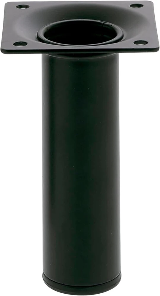 Amig - apvali baldo koja | Modelis 4 | Skersmuo 30 x 100 mm | Su reguliavimo varžtu | Pritvirtinama 4 taškais varžtais | Apkrova iki 15 kg / koja | Plienas, juoda