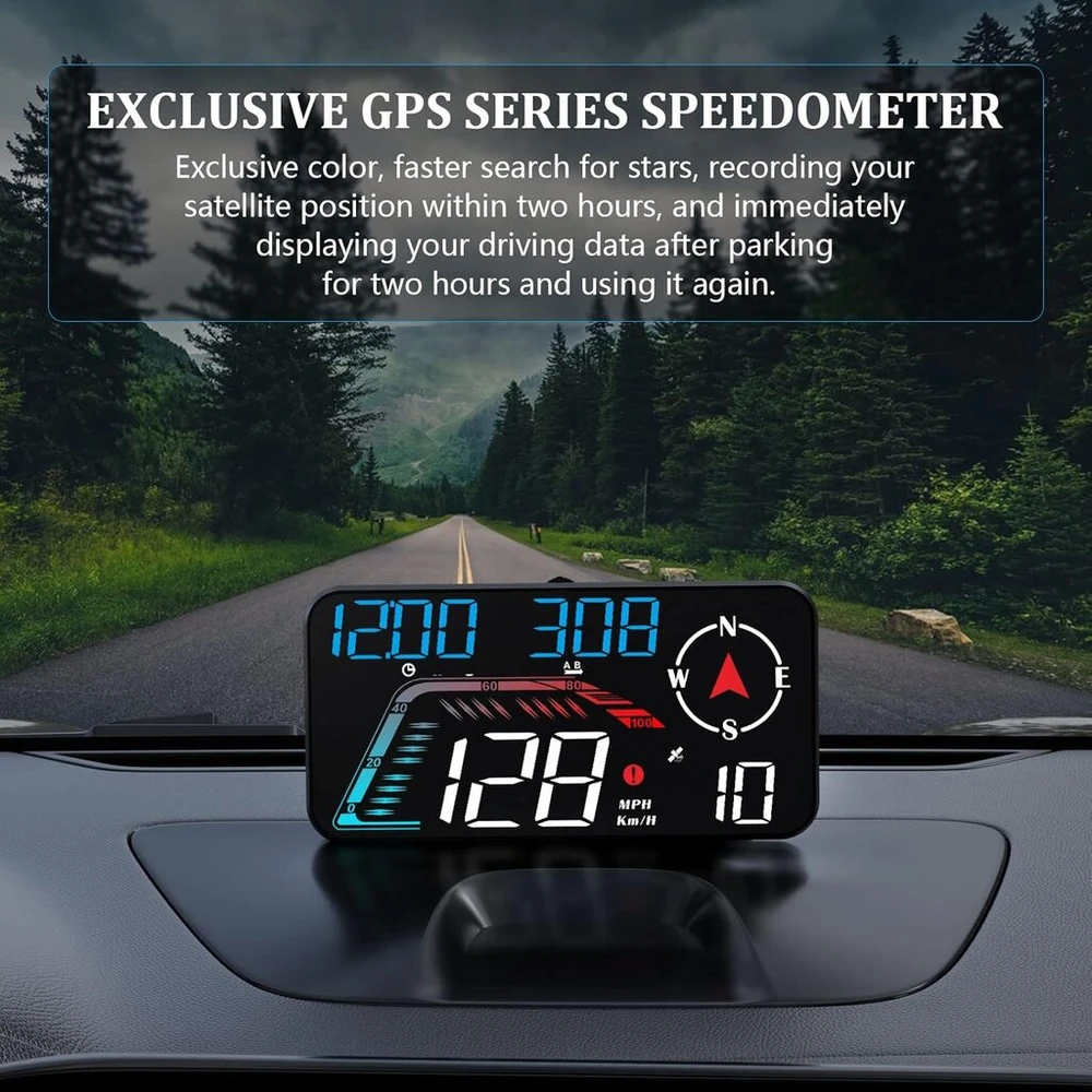 Amrooloo didelis automobilinis projekcinis ekranas, km/h ir mph, gps spidometras, su greičio ir nuovargio priminimu, tinkamas visoms transporto priemonėms