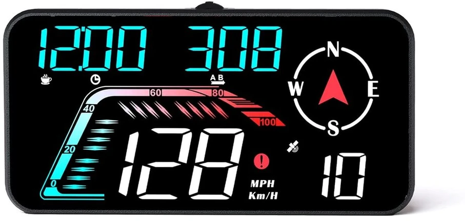 Amrooloo didelis automobilinis projekcinis ekranas, km/h ir mph, gps spidometras, su greičio ir nuovargio priminimu, tinkamas visoms transporto priemonėms