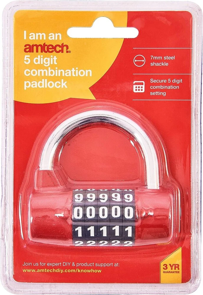 Amtech T1144 5 skaitmenų kodinė pakabinama spyna