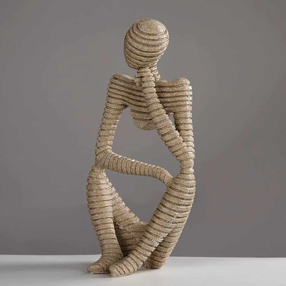 Ancllo mąstytojo statula, abstrakti skulptūra, smiltainio dervos mąstytojas, skirta viešbučiui, namams, stalviršiui, knygų lentynai, biuro dekoravimui, 22 cm aukščio