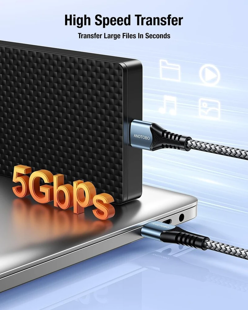 Andtobo usb 3.0 kabelis (2m) - a į a 5 gbps didelės spartos duomenų perdavimo kabelis, suderinamas su hdd, spausdintuvu, nešiojamojo kompiuterio aušintuvu, kameromis, išoriniu kietuoju disku, dvd
