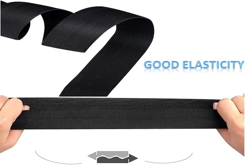 Anlising juoda elastinė juosta, elastinė juosta siuvimui, elastinė juosta, 20 mm pločio x 40 metrų, elastinė poliesterio juosta, elastinės juostos siuvimui, elastinė rašalo juostelė, skirta siuvimui ir namų apyvokos „pasidaryk pats“ amatams