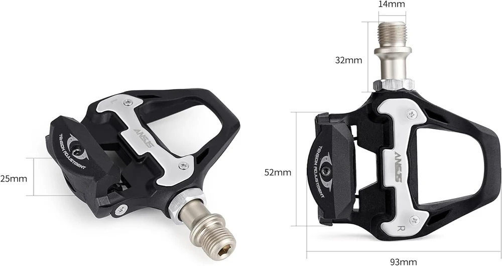Ansjs plento dviračio pedalai, lengvi, be spaustukų dviračio pedalai su trinkelių komplektu, suderinami su Spd-sl sistema, 6 laipsnių Float Clipless