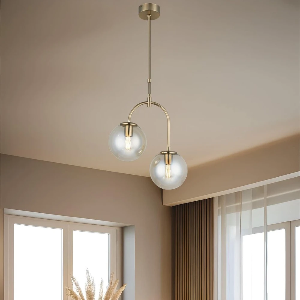 Antikvarinis lakuotas sietynas, metalinis korpusas, 18 cm skersmens stiklinis gaubtas, reguliuojamas aukštis 75-105 cm, 2 x E27 Max 40 W, elegantiškas apšvietimas namų dekorui