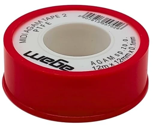 Antip-tools tefloninė ptfe sandarinimo juosta sriegių sandarinimo juosta 12 x 12 x 0.1 - 10 vienetų, raudona