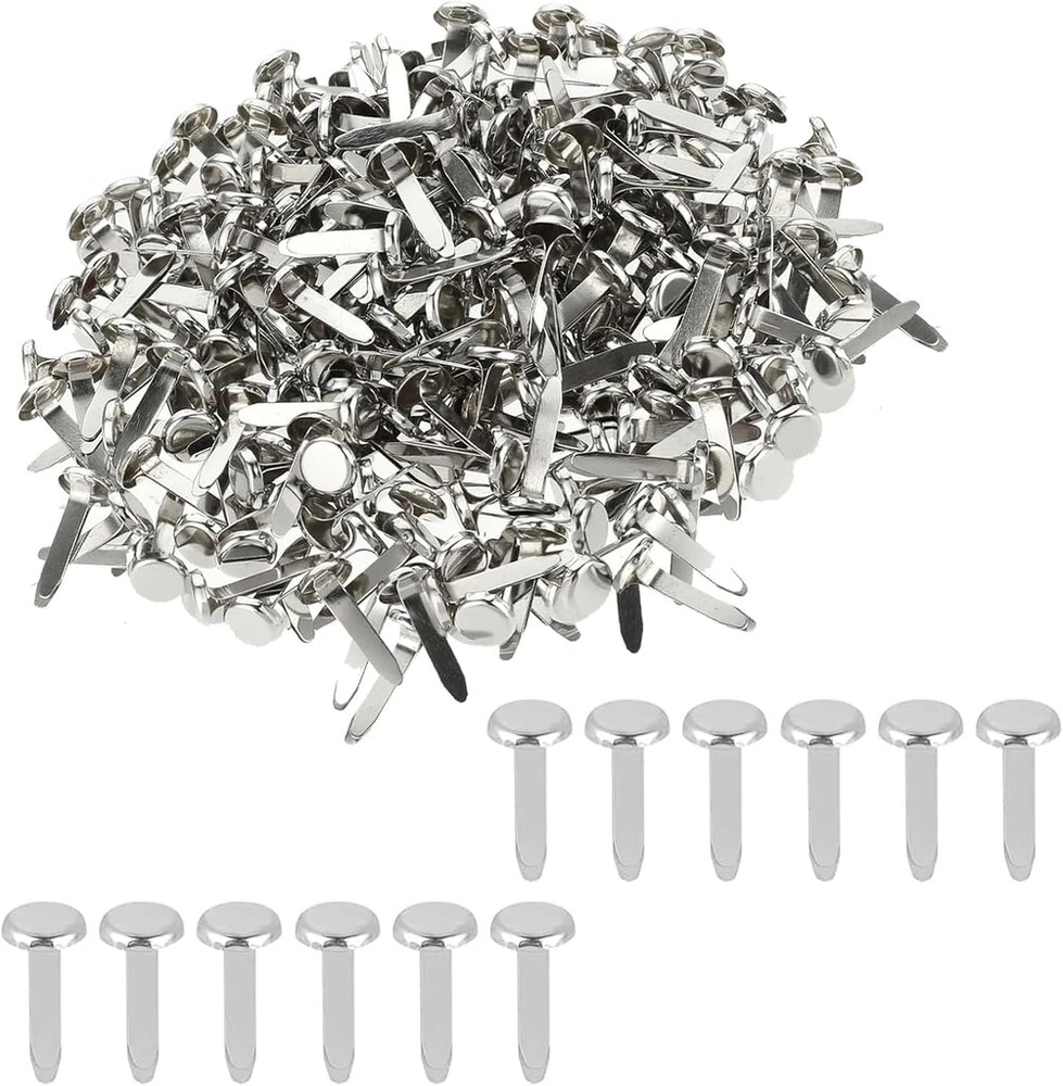 Anyuankw 300 mini vinių pakuotė, raštuoti spaustukai, metalinės sidabrinės vinutės su apvalia galvute, naudojamos scrapbooking amatams, "pasidaryk pats" amatams