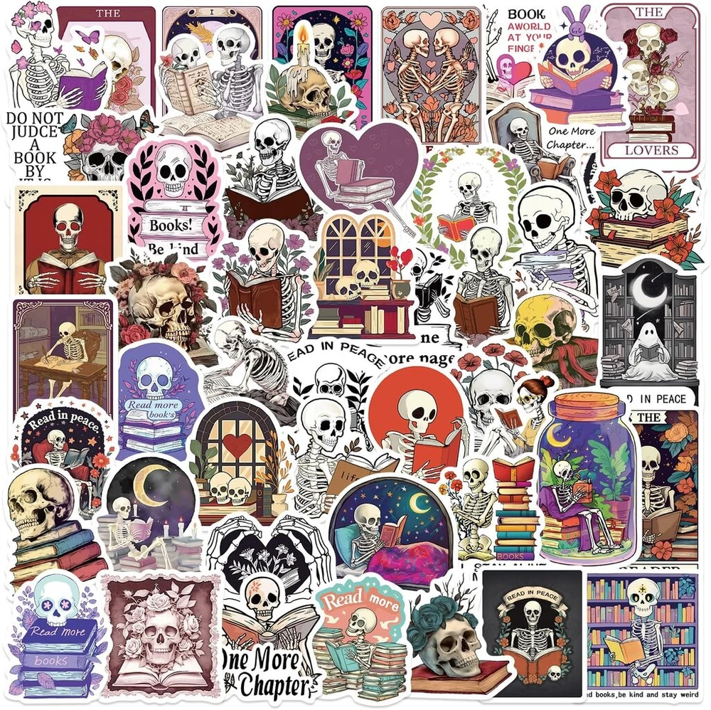 Apareal skaitymo lipdukų rinkinys, 50 graffiti kaukolės lipdukų, skirtų kindle nešiojamam kompiuteriui, žurnalui, iškarpų albumui, riedlentei, motociklui, dviračiui, lagaminui, vandeniui atsparūs vinilo juokingi lipdukai