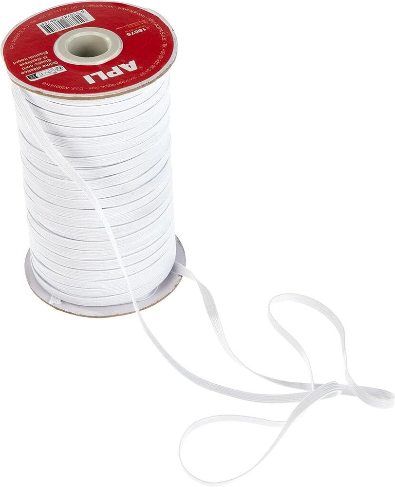 Apli 18675 - plokščia elastinė virvė 5mm x 100m balta