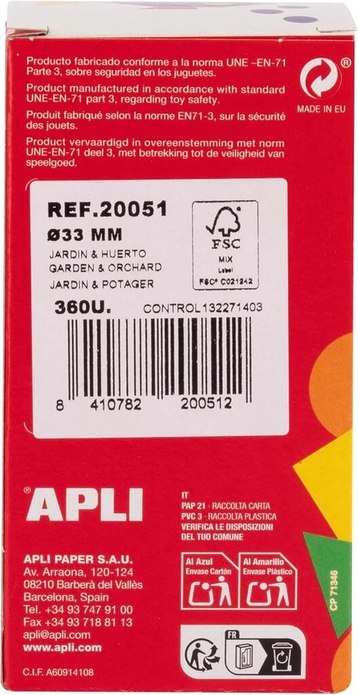 Apli Kids 20051-33mm apvalūs sodo lipdukai