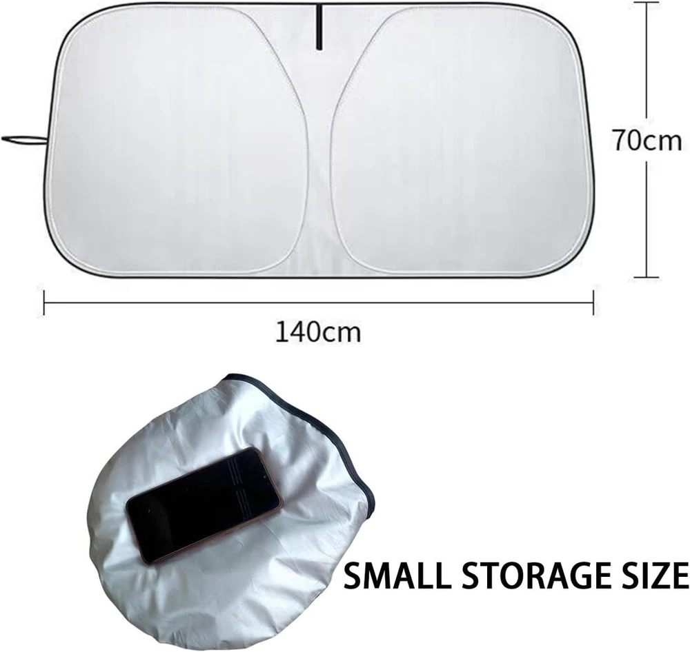 Apsauga nuo saulės automobilio priekinis stiklas 140 x 70 cm automobilio priekinio stiklo skėtis nuo saulės, automobilio priekinio stiklo uždangalas viduje, sulankstomas priekinio stiklo skėtis nuo saulės vasarai