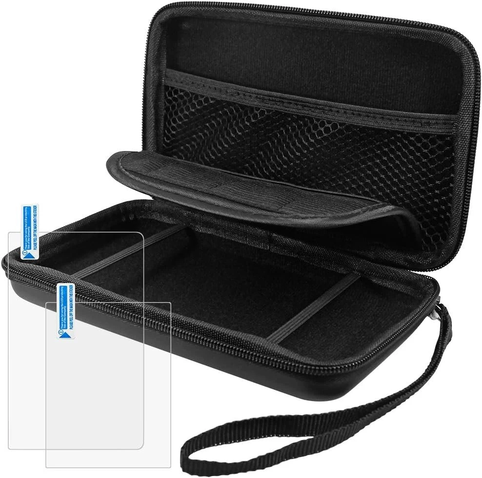 Apsauginis dėklas, skirtas nintendo 3ds xl, su ekrano apsaugomis, afunta 2 grūdinto stiklo vienetai viršutiniam ekranui ir hd skaidri pet plėvelė apatiniam ekranui, 1 eva dėklas 3dsxl konsolės priedams, mėlynas