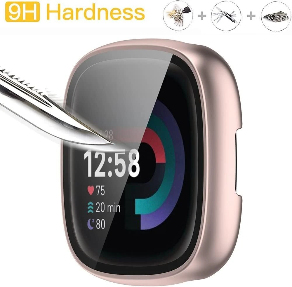 Apsauginis dėklas su grūdintu stiklu Fitbit Versa 4/sense 2