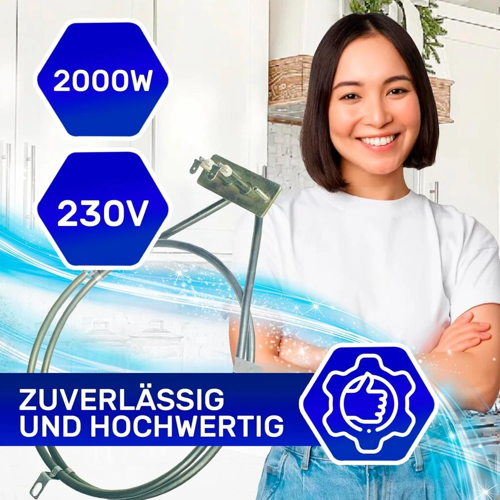 Apvalus kaitinimo elementas orkaitėms ir viryklėms 2000 W 230 V su originaliu kodu 8026766 8001785, skirtas Amica Monteral