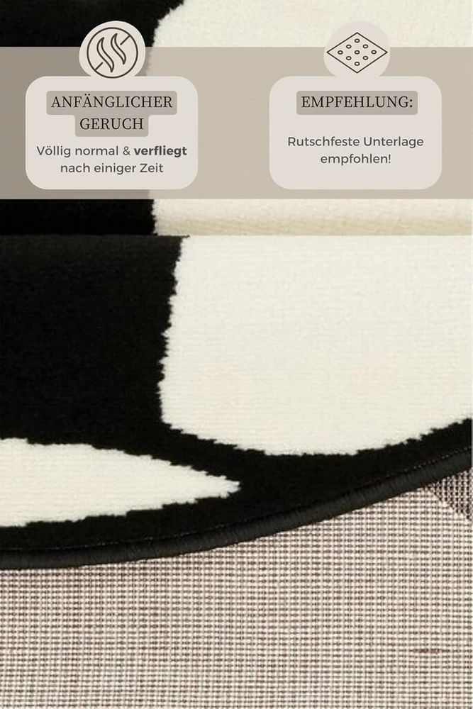 Apvalus kilimas Hanse Home 100 cm juodai baltas
