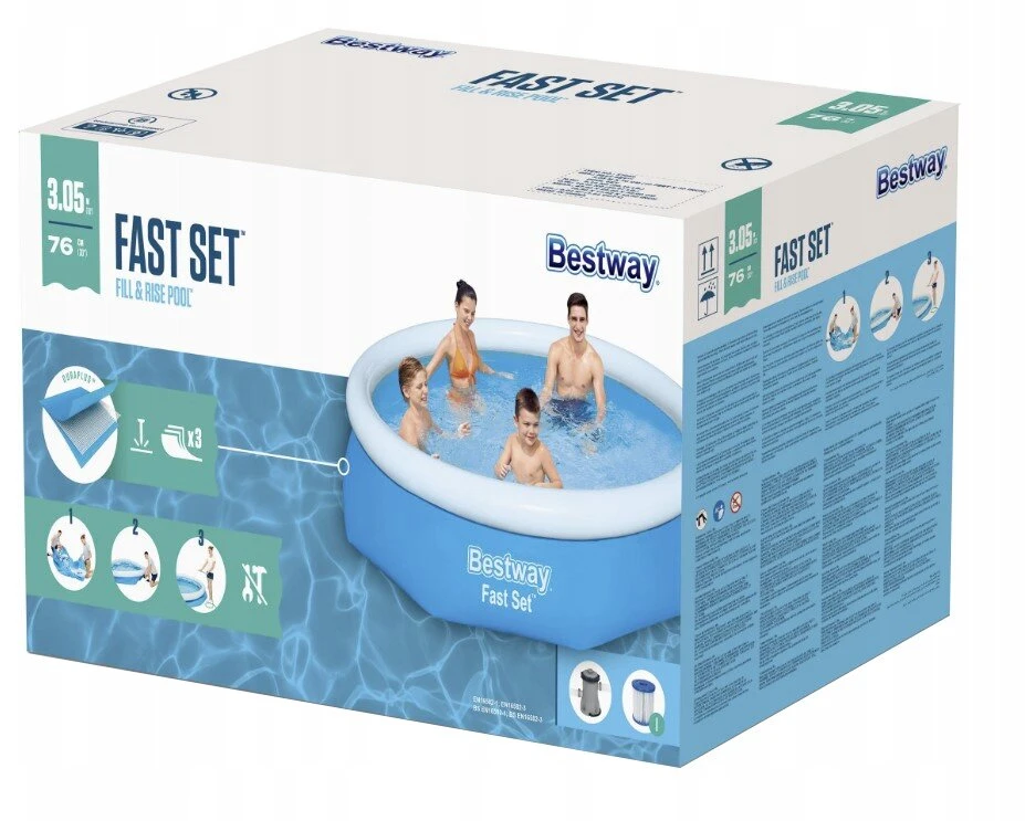 Apvalus pripučiamas baseino komplektas su Bestway filtruojančiu siurbliu 244 x 305 cm sodui