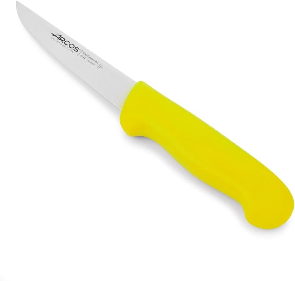 Arcos Serie 2900 iškaulinėjimo peilis - Nitrum nerūdijančio plieno ašmenys 130 mm - polipropileno rankena, geltona spalva