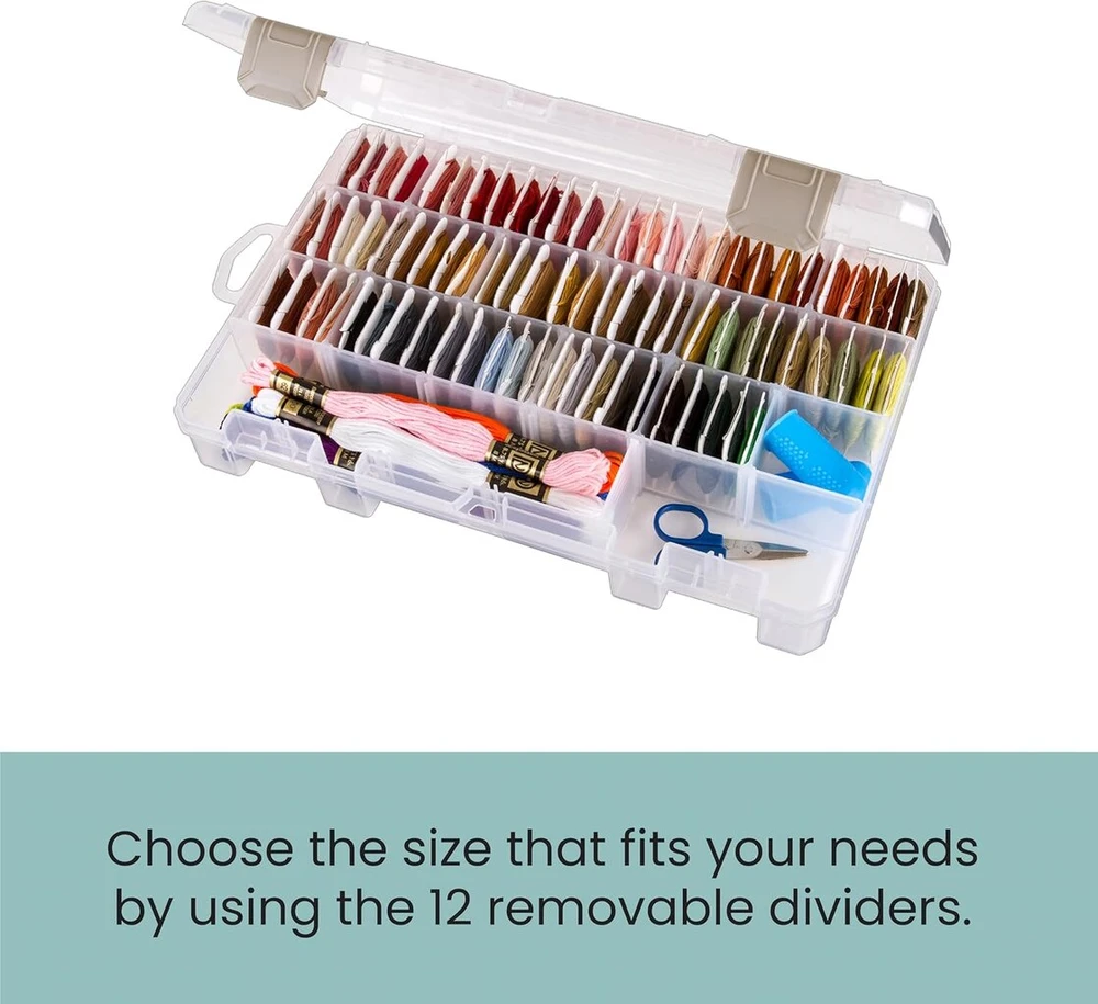 Art Bin Floss Finder su skirtukais, 27,3 x 18,7 x 4,4 cm, permatomas, akrilinis, įvairiaspalvis, 1,65 x 27,05 x 17,5 cm