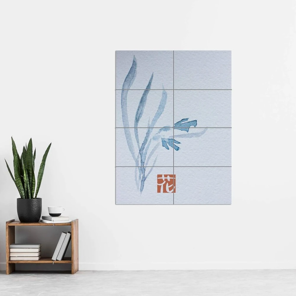 Artery8 japoniško akvarelio gėlės tekstūros labai didelis plakatas (8 dalys) japoniška akvarelės gėlė