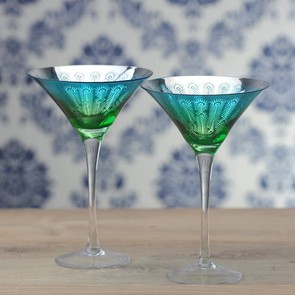 Artland Martini taurių rinkinys „peacock“, 2 vnt., įvairiaspalvis