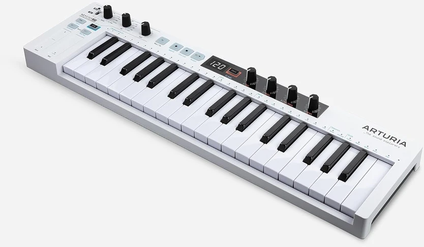 Arturia - Keystep 37 - kūrybiškas midi valdiklis, sekvenceris, arpedžiatorius ir akordų generatorius - 37 klavišų slimkey klaviatūra, priskiriamas midi cc valdiklis, skalės režimas, universalios jungčių parinktys