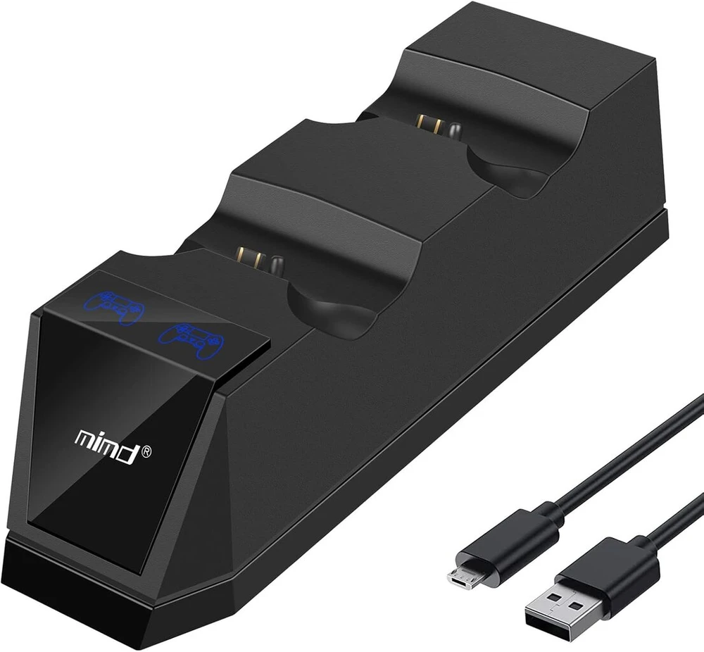 Aryee Ps4 valdiklių įkrovimo stotelė, įkroviklis Ps4 valdikliui, dviguba įkrovimo stotelė su Usb įkrovimo laidu, skirta Playstation4/ps4/ps4 Slim/ps4 Pro, 1.8 val. greitas įkrovimas