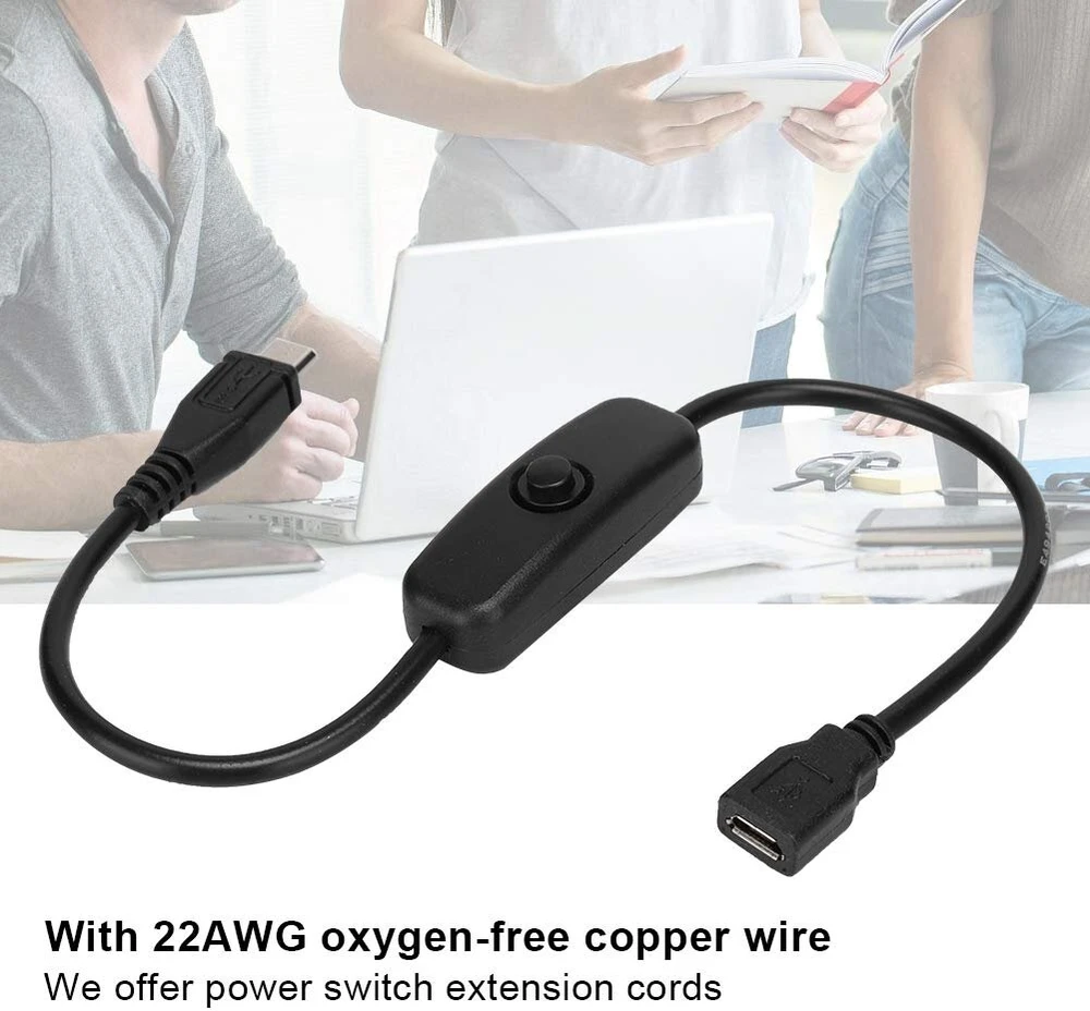 Ashata micro usb kabelis, micro usb female į male prailginimo kabelis su 501 mygtuko jungikliu, skirtas micro usb kabeliui su mygtuko jungikliu micro usb male ir female