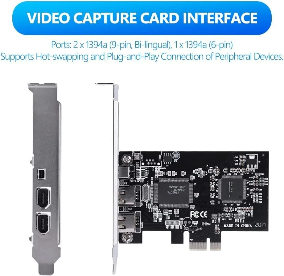 Atminties kortelė Pci Express kortelė, pci-e pci express firewire 1394a ieee 1394 valdiklio kortelė su firewire kabeliu 800 mbps valdiklio kortelė firewire su ieee 1394-1995, skirta nuosekliai didelio našumo magistralei