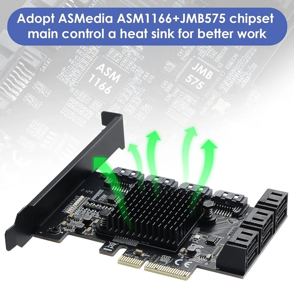 Atminties kortelė Pcie 4x 10 Sata Lizdų Plėtimosi Kortelė su Laikikliu