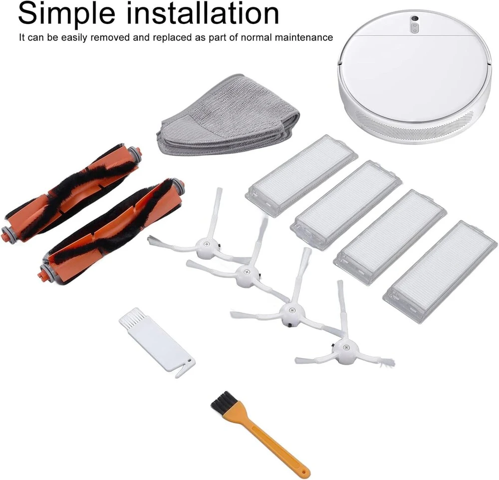 Atsarginės dalys dulkių siurbliui Mi Robot Mop Priedas Kit, suderinamas su 2 Lite Pro Mjstl Mjst1s šluotomis, rinkinį sudaro 2 pagrindiniai šepečiai, 4 filtrai, 1 šepetys, 4 šoniniai skirtukai