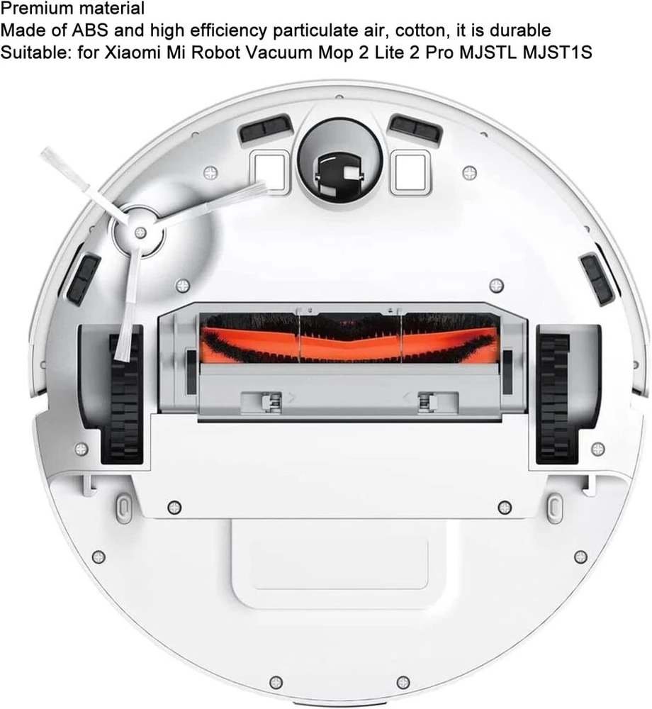 Atsarginės dalys dulkių siurbliui Mi Robot Mop Priedas Kit, suderinamas su 2 Lite Pro Mjstl Mjst1s šluotomis, rinkinį sudaro 2 pagrindiniai šepečiai, 4 filtrai, 1 šepetys, 4 šoniniai skirtukai