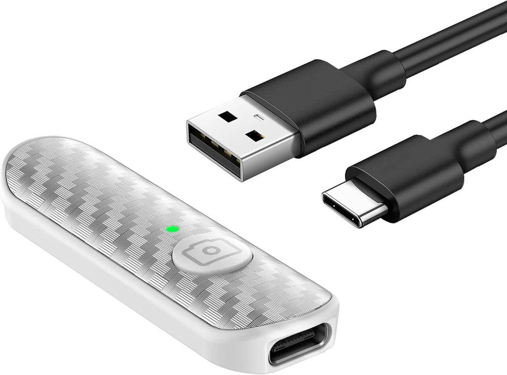 Atumtek bluetooth nuotolinio valdymo pultas su anglies pluošto dizainu, įkraunamas kameros nuotolinio valdymo pultas, skirtas ios ir android išmaniesiems telefonams, kompaktiškas ir nešiojamas, su type-c įkrovimu, 10 m atstumas, bluetooth 5.0