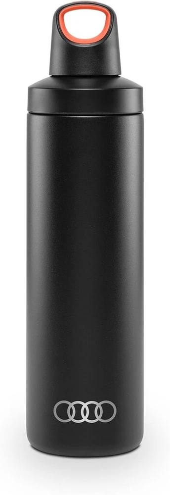 Audi 3292400600 vandens butelis, termo butelis su žiedais, logotipu, 600 ml, juodas