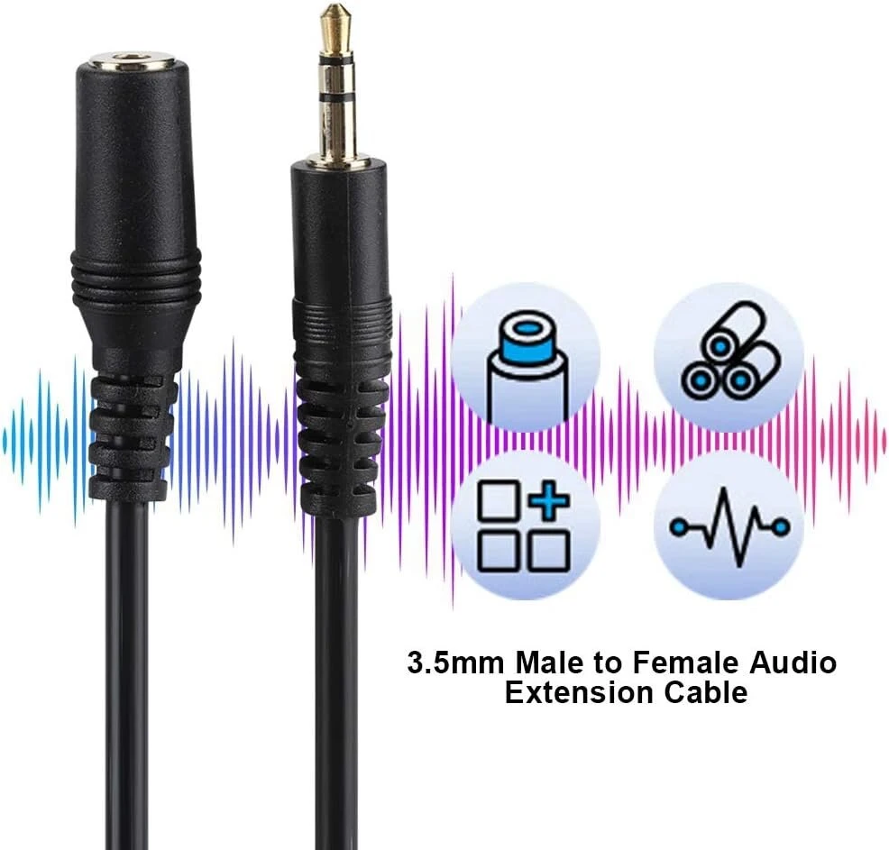 Audio kabelis, 3,5 mm vyriškas-moteriškas optinis ilginamasis kabelis jack aux kabelis išmaniesiems telefonams ausinėms stereo (15 m)