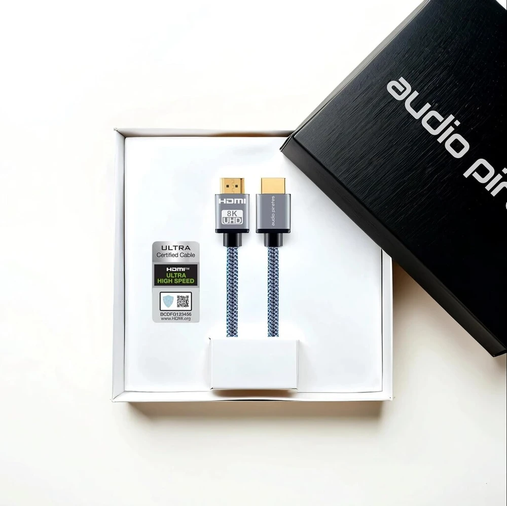 Audio Pirates lankstus itin spartus Hdmi 2.1 kabelis [2.0m] 10k 8k 60hz 4k 240hz 165hz 144hz 120hz 48gbit/s Ultra Hd | Earc Hdr 10+ Hdcp suderinamas: Dolby Vision Vrr | žaidimų Ps5/ps4/XBOX/pc (2.0m)