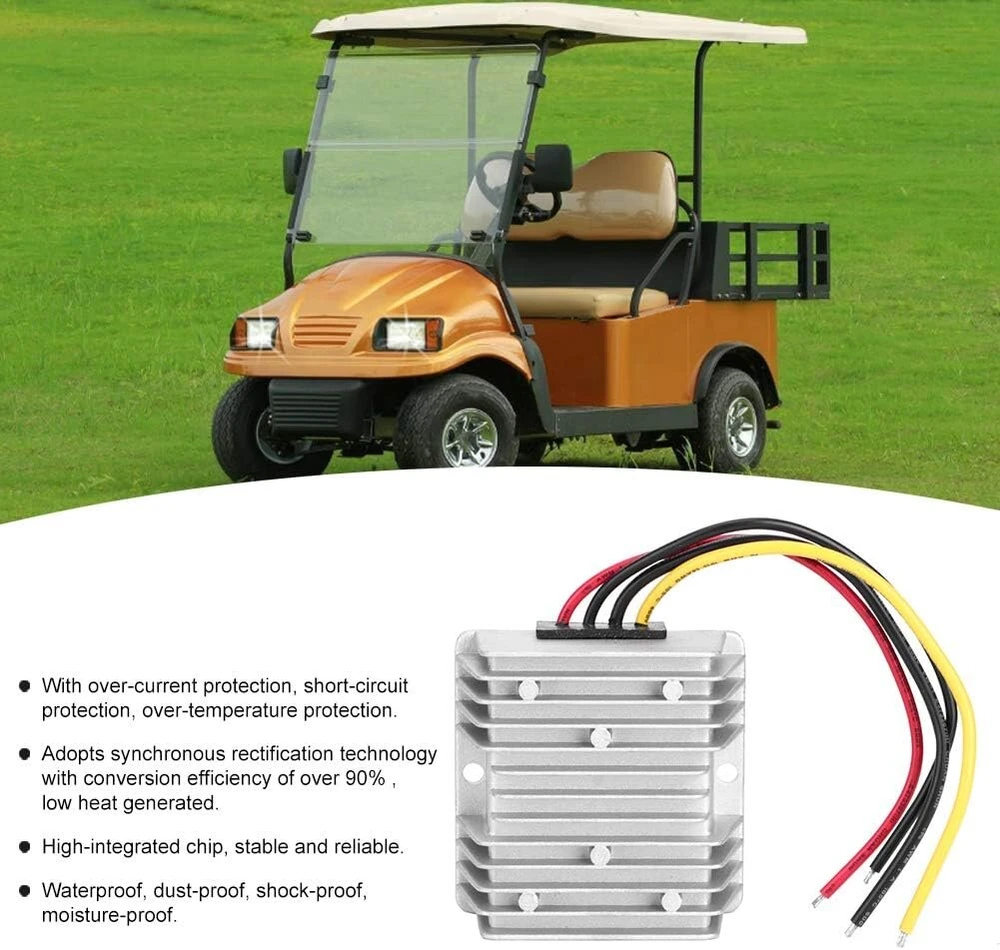 Aukson Dc įtampos mažintuvas - konverteris įtampos reguliatorius mažintuvas 36 V / 48 V į 12 V priedai, tinkami Club Car, vandeniui atsparus maitinimo šaltinio transformatoriaus volto modulis