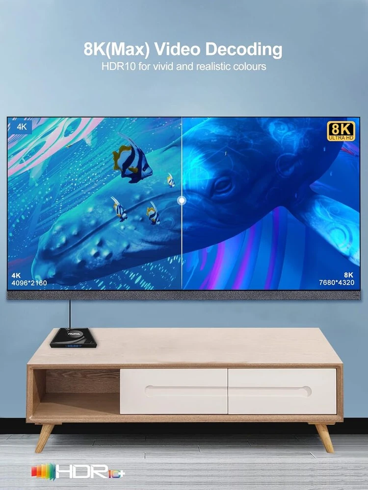 Ausinės Rupa Android Tv Box 13.0, naujausia 2025 m. Android dėžutė su 2g Ram, 16g Rom, Wifi6, enternet 10/100m, Bluetooth 5.0, Usb 3.0, palaiko 3d Hd 8k Cast Screen Tv Box