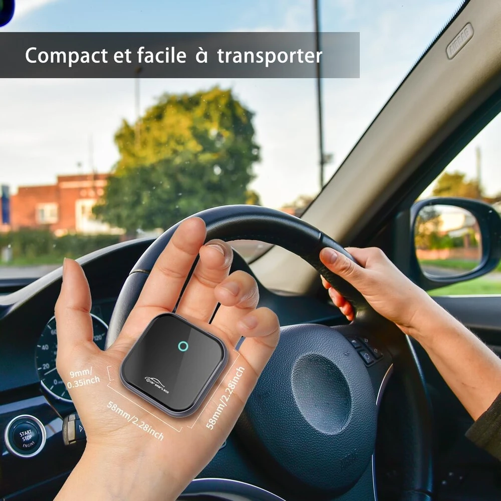 Automagnetola 2 in 1 belaidis carplay adapteris ir belaidis adapteris android automobiliui, konvertuoja laidinį adapterį į carplay/android auto, belaidis laidiniam carplay, automobiliams nuo 2016 m. (tamsiai pilkas)
