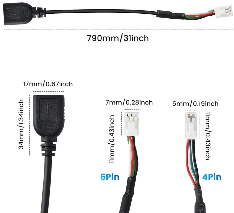Automagnetola Automobilio Usb kabelio adapteris 4 ir 6 kontaktų Android radijui